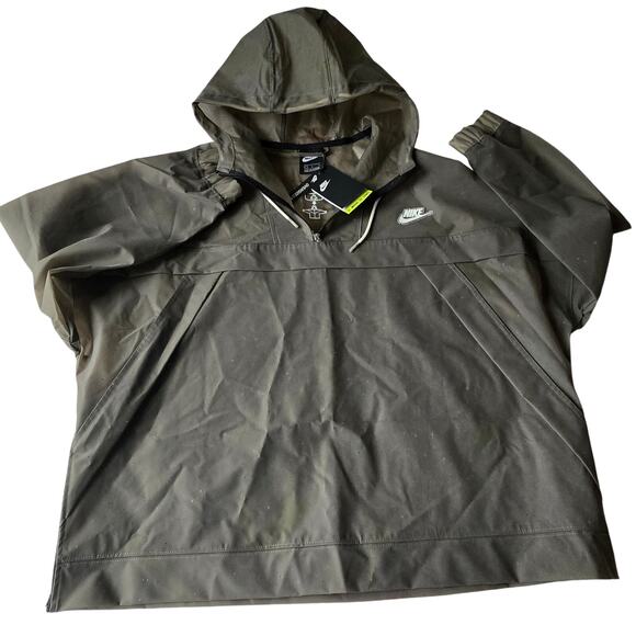 Nike Women's Translucent Hooded Speckled Gray Oversized Pullover Rain Coat SizeL - Picture 4 of 12